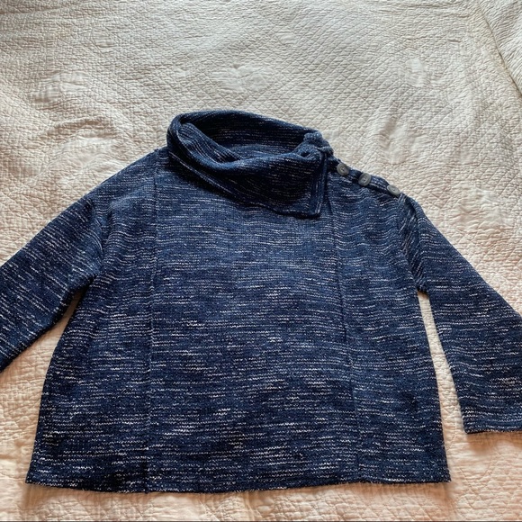 Lee Fold-over High Neck Marbled Navy Sweater - Picture 3 of 10